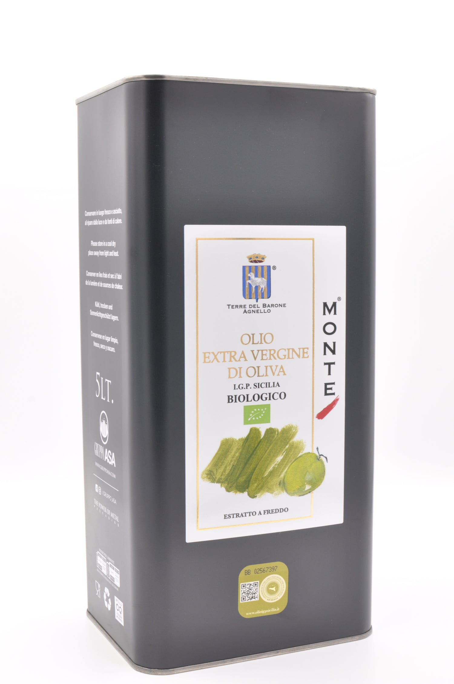MONTEROSSO OLIO EVO BIO IGP SICILIA Raccolta 2025/26 latta da 5 l.